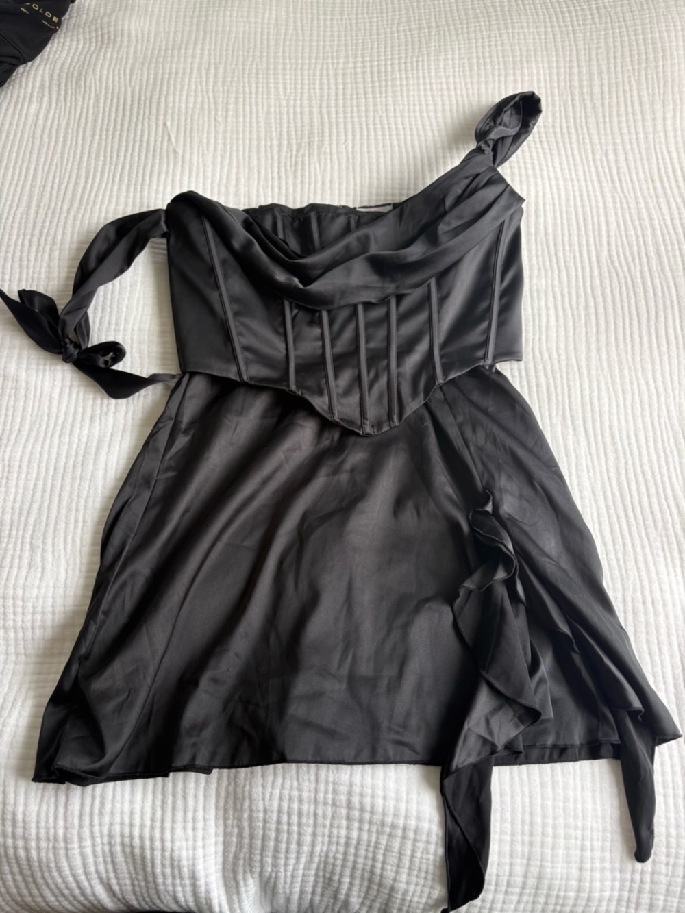 Oh Polly Black One-Shoulder Corset Mini Dress
